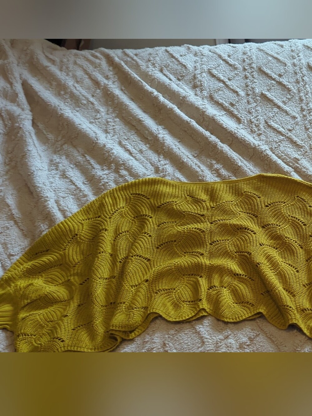 Yellow Knit Women's Sweater - Lightweight Patterned Pullover